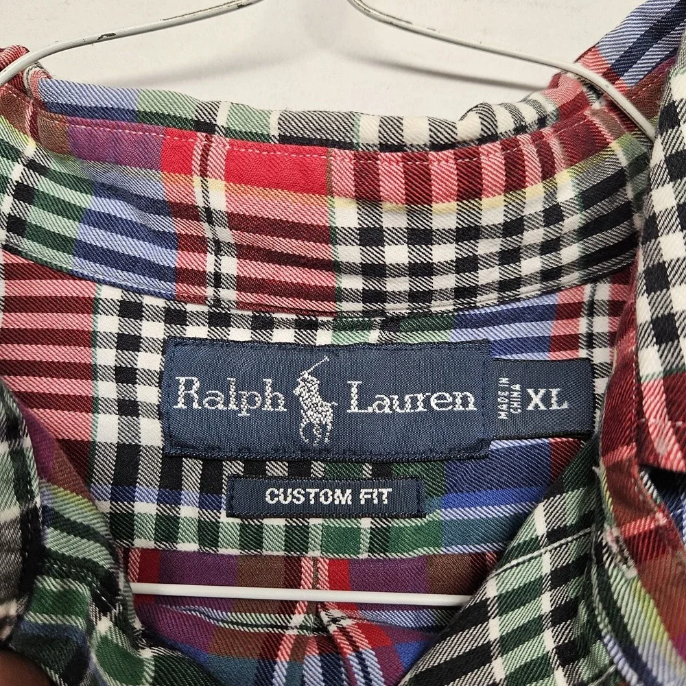 Ralph Lauren Plaid Button Up Long Sleeve Collared Shirt Size XL